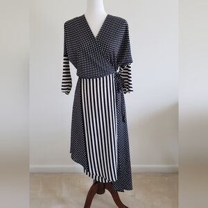 Topshop midi wrap dress in black